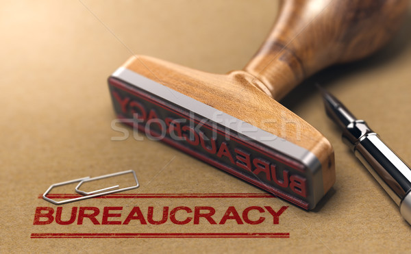 Bürokrácia bürokrácia szavak barna papír pecsét 3d illusztráció Stock fotó © olivier_le_moal