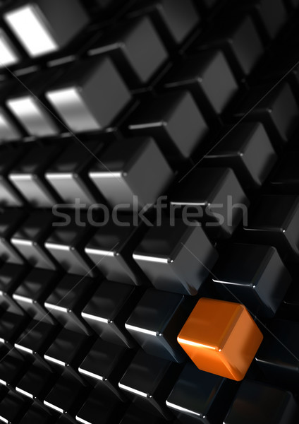Egyedi különböző narancs kocka sok fekete Stock fotó © olivier_le_moal