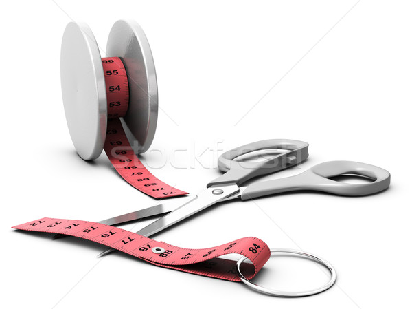 Efekt różowy centymetrem nożyczki diety problemy Zdjęcia stock © olivier_le_moal