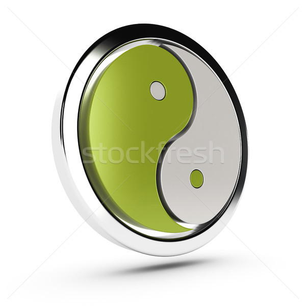 Foto stock: Yin · yang · símbolo · blanco · verde · sombra · fondo