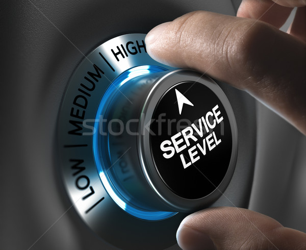 Satisfacción del cliente botón servicio nivel senalando alto Foto stock © olivier_le_moal