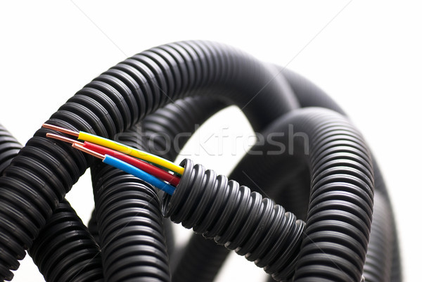 Villanyszerelő csőrendszer elektomos réz kábelek színek Stock fotó © olivier_le_moal
