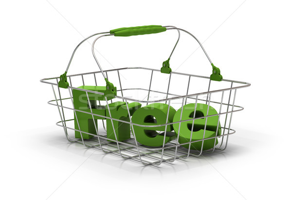 Stockfoto: Gratis · verzending · groene · milieuvriendelijk · mand · witte · woord