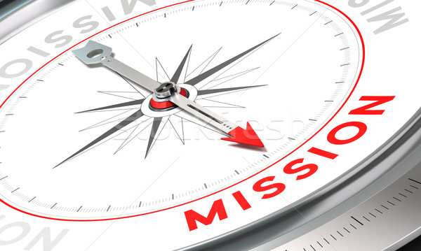 Unternehmen Mission Kompass Nadel Hinweis Wort Stock foto © olivier_le_moal