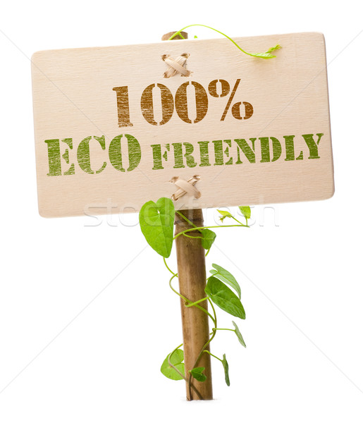 100 respectueux de l'environnement vert signe un message bois [[stock_photo]] © olivier_le_moal