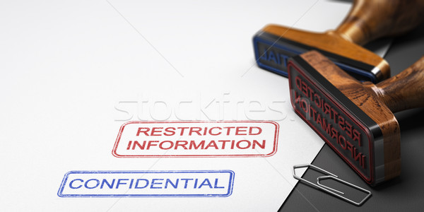Vertrouwelijk informatie gegevens twee rubber postzegels Stockfoto © olivier_le_moal