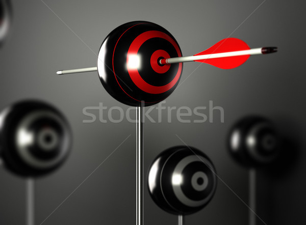 Une rouge flèche centre balle cible [[stock_photo]] © olivier_le_moal