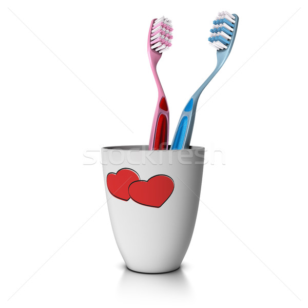 пару жизни вместе 3d иллюстрации зубов Кубок Сток-фото © olivier_le_moal