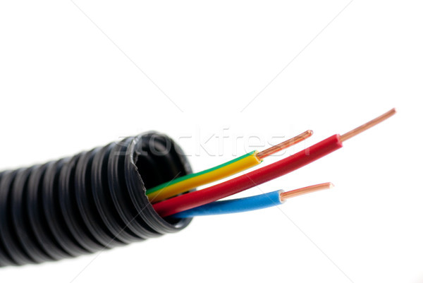 Elektromosság csőrendszer elektomos réz kábelek villanyszerelő Stock fotó © olivier_le_moal