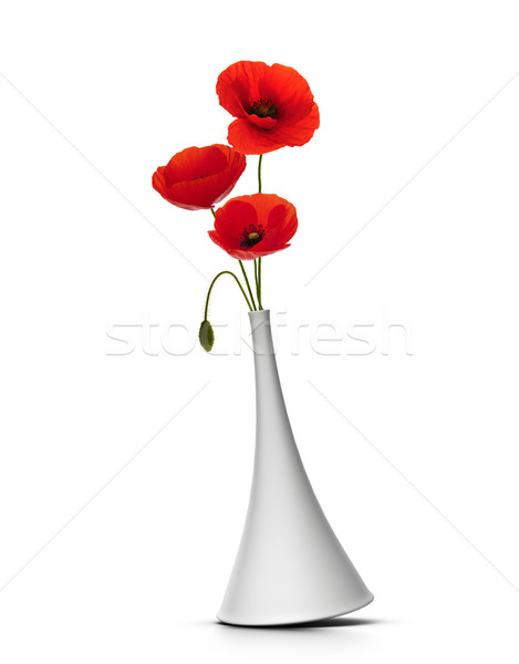 vase with red poppies over white Stock photo © olivier_le_moal
