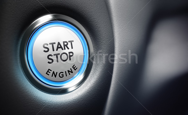 Stockfoto: Motor · start · knop · 3d · render · afbeelding · veld