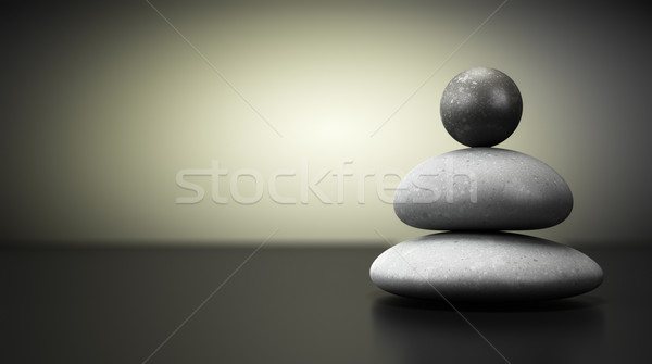 équilibre trois cailloux beige noir Photo stock © olivier_le_moal