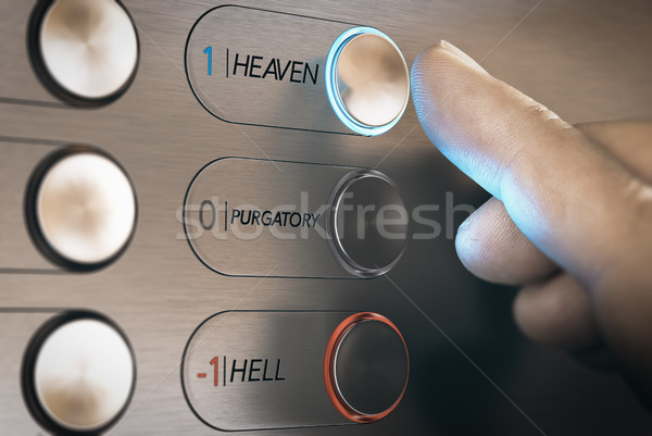 Escolher céu inferno dedo botão Foto stock © olivier_le_moal