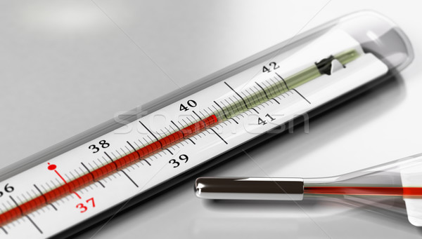 Koorts thermometer grijs afbeelding illustratie hoog Stockfoto © olivier_le_moal