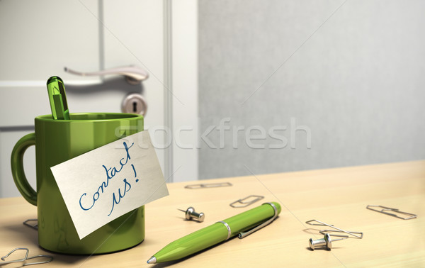 client office with contact us note onto a mug Stock photo © olivier_le_moal