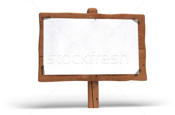 green sign, eco wood post, wooden panel Stock photo © olivier_le_moal