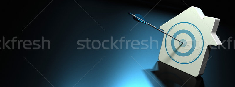 Foto stock: Imóveis · investimento · bandeira · um · casa · preto