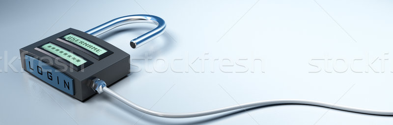 secured access banner - digital padlock Stock photo © olivier_le_moal
