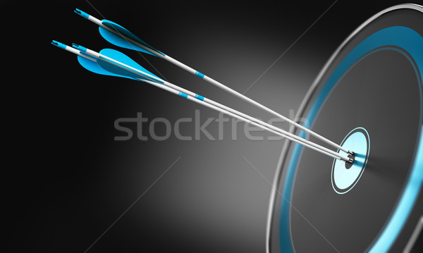 Stockfoto: Concurrerend · uitmuntendheid · 3d · illustration · drie · pijlen · centrum