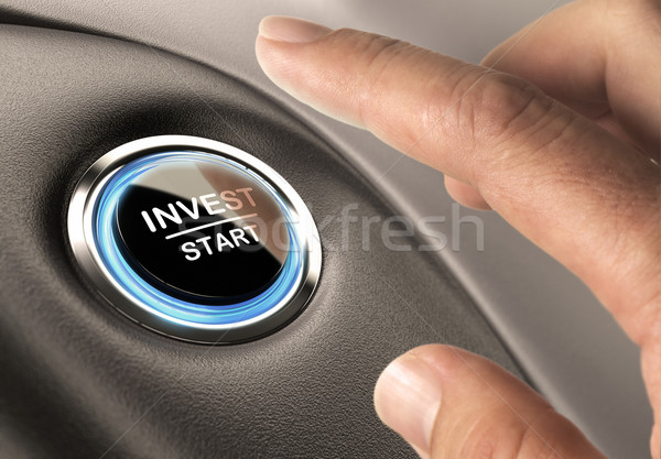 Foto stock: Financieros · inversión · dedo · prensa · botón · la · toma · de · decisiones