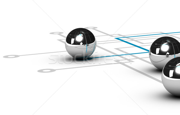 Reţea crearea de reţele bilă albastru linie Imagine de stoc © olivier_le_moal