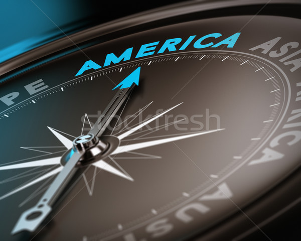 Reiseziel america abstrakten Kompass Nadel Hinweis Stock foto © olivier_le_moal