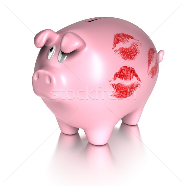 kissed piggy bank - loving money Stock photo © olivier_le_moal