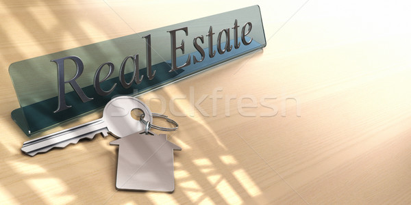 Immobilien Büro Detail Schlüssel Briefe Stock foto © olivier_le_moal