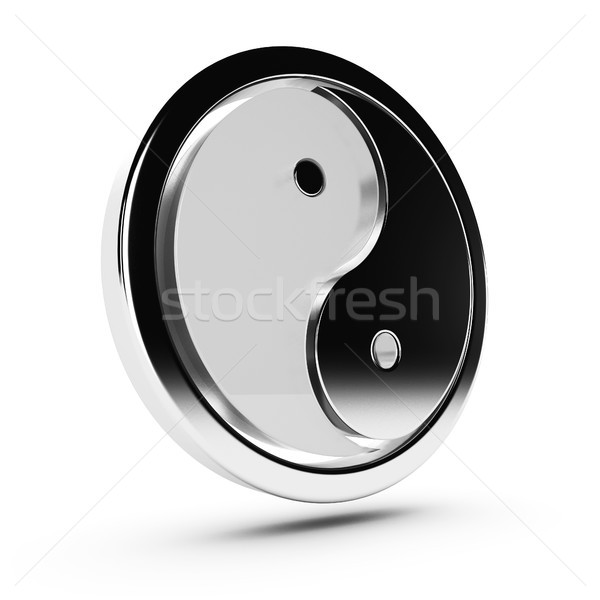 Stock foto: Yin · Yang · 3D · Symbol · modernen · ein · Glas