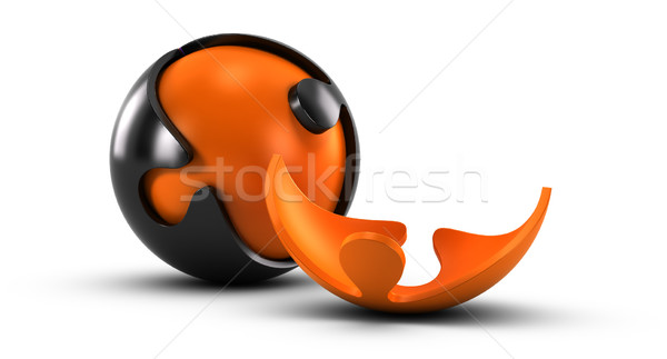 Mancante pezzo arancione nero sferico puzzle Foto d'archivio © olivier_le_moal