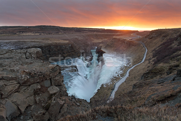 водопада Исландия закат небе воды пейзаж Сток-фото © ollietaylorphotograp