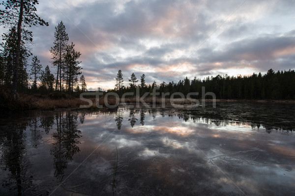 Coucher du soleil nord Finlande arctique cercle rivière [[stock_photo]] © ollietaylorphotograp