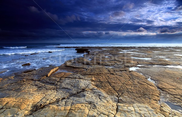 [[stock_photo]]: Lumière · du · soleil · sud · britannique · côte · ligne · plage