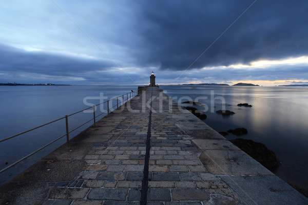 Foto stock: Puerto · canal · puesta · de · sol · viaje · barco