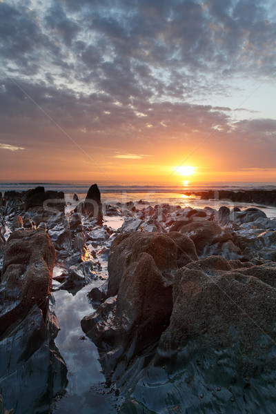 Coucher du soleil nord côte plage ouest [[stock_photo]] © ollietaylorphotograp