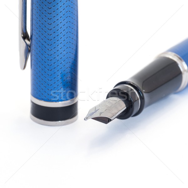 Encre stylo belle bleu pur blanche Photo stock © ondrej83