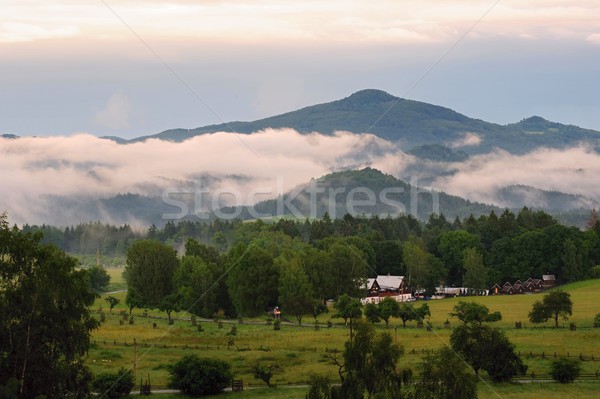 Krajobraz mgły czech Szwajcaria wieczór wiosną Zdjęcia stock © ondrej83