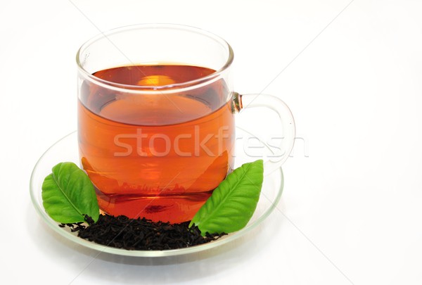 Tasse thé verre plaque boire noir [[stock_photo]] © ondrej83