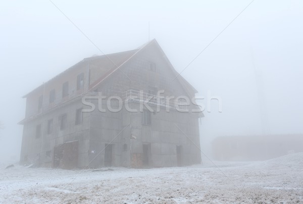 Tél régi ház hó fagy este fa Stock fotó © ondrej83