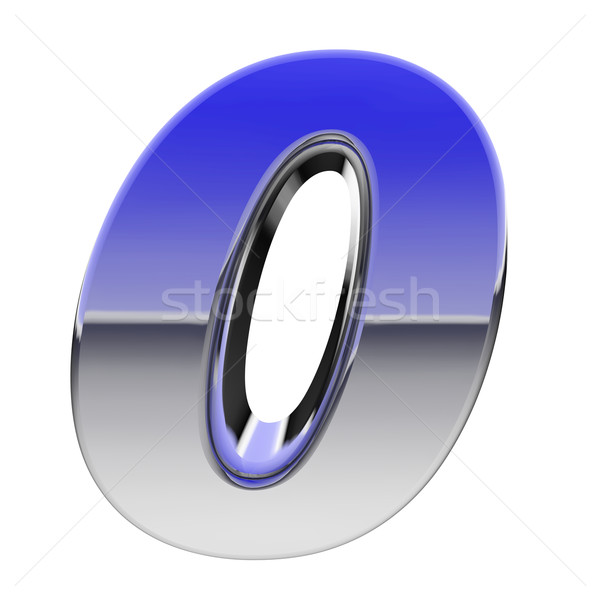 Chrome number 0 with color gradient reflections isolated on white Stock photo © oneo