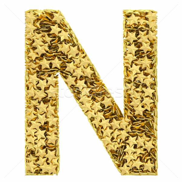 Letter N composed of golden stars isolated on white Stock photo © oneo