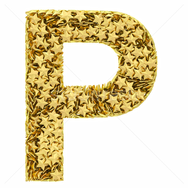 Letter P composed of golden stars isolated on white Stock photo © oneo