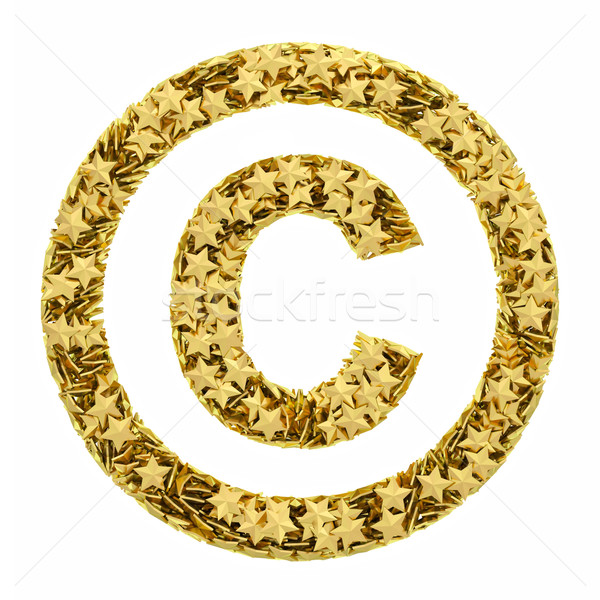 Prawo autorskie podpisania złoty gwiazdki odizolowany biały Zdjęcia stock © oneo