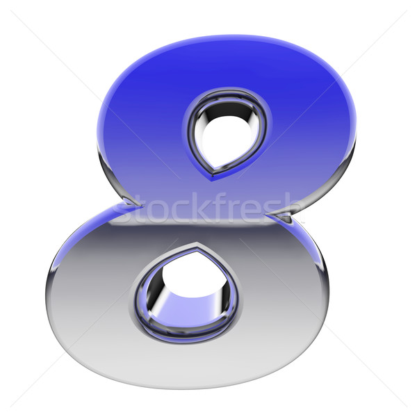 Chrome number 8 with color gradient reflections isolated on white Stock photo © oneo