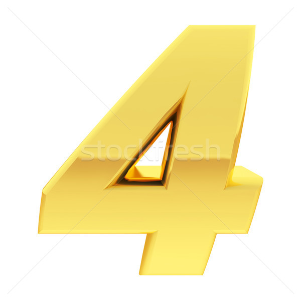 Gold number 4 with gradient reflections isolated on white Stock photo © oneo