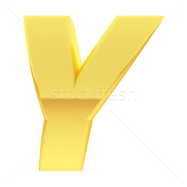 Gold alphabet symbol letter Y with gradient reflections isolated on white Stock photo © oneo