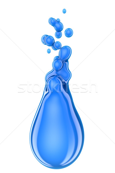 Realistic blue drop isolated on white background Stock photo © oneo