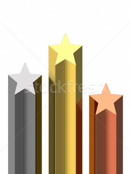 Golden, silver and bronze stars pedestal Stock photo © oneo