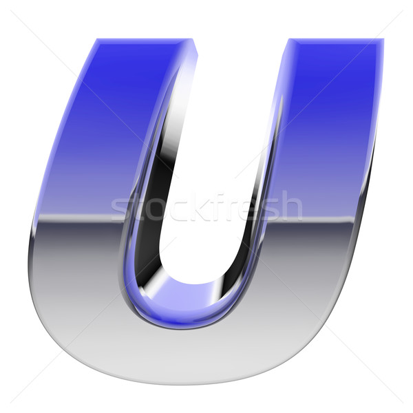 Chrome alphabet symbol letter U with color gradient reflections isolated on white Stock photo © oneo