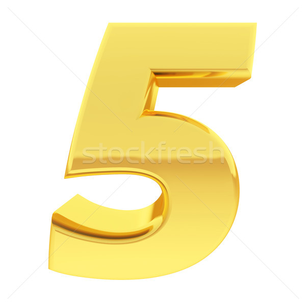 Gold number 5 with gradient reflections isolated on white Stock photo © oneo
